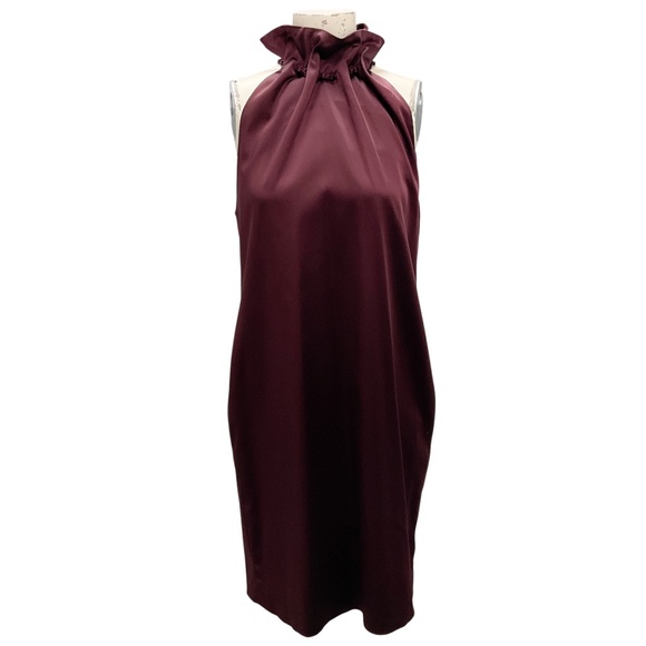 ROSETTA GETTY MAROON DRAWSTRING NECK DRESS - Picture 1 of 5